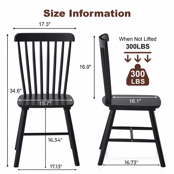 4 pieces of dining chair, black, rubber wood material, dining chair, solid wood chair, solid wood dining table chair-2