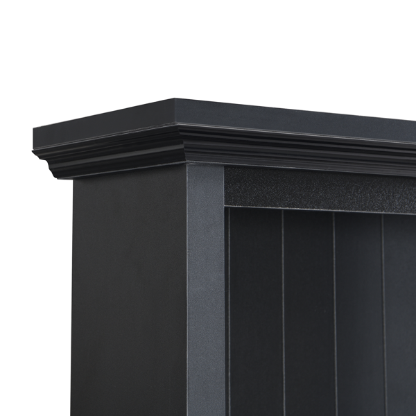 Farmhouse 4-in-1 Hall Tree with Wood Grain Bench, Mudroom Versatile Coat Rack with 2 Large Drawer, Entrance Organizer for Hallway, Living Room, Black, 55.9"W (OLD SKU: N721P313099B)-14