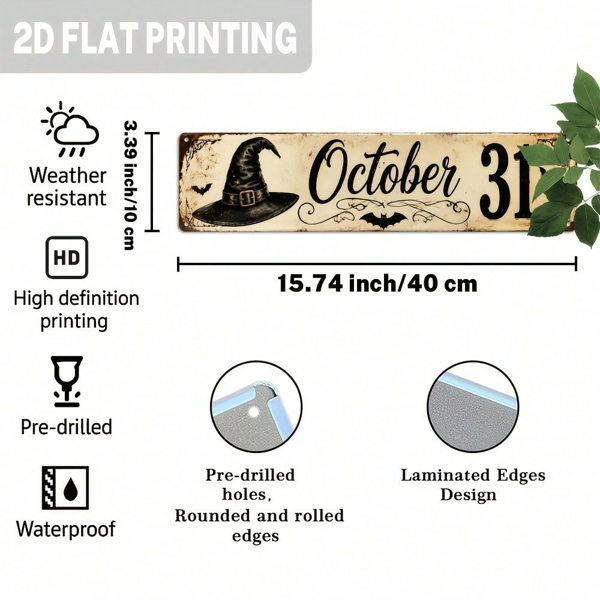 CIFbuy 复古万圣节金属装饰牌 2D 平面 3.9x15.7 英寸，鬼屋墙面装饰（TikTok, temu 自提物流）-4