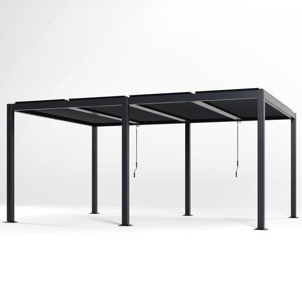 12' x 16'现代风格凉亭，带可调节百叶窗，适用于户外顶棚、花园，组装简便，经久耐用，炭灰色-2