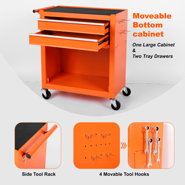 Tool Chest, 8-Drawer Rolling Tool Storage Cabinet with 2 in 1 Detachable Top Tool Box, Liner, Lockable Wheels, Side Hooks, Metal Tool Cart for Garage-10