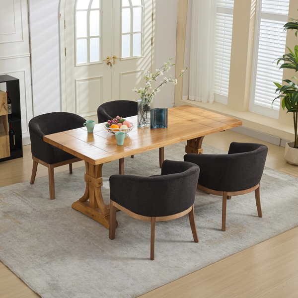 Mid Century Modern Upholstered Barrel Dining Chairs with Arms,Farmhouse Linen Kitchen & Dining Room Chairs with Natural Hardwood Frame, 19" W Accent Chairs,Single Pack,Charcoal Gray,SW1891BK-21