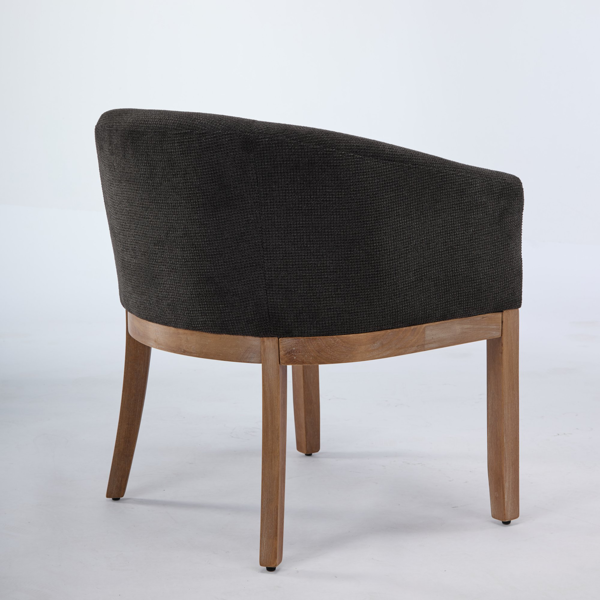 Mid Century Modern Upholstered Barrel Dining Chairs with Arms,Farmhouse Linen Kitchen & Dining Room Chairs with Natural Hardwood Frame, 19" W Accent Chairs,Single Pack,Charcoal Gray,SW1891BK-6