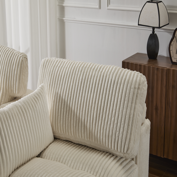 Double Chaise Lounge Chair Indoor,Oversized Upholstered Sleeper Cloud Couch,Deep Seat Luxury Sofa Bed,Sectional Sofa Chaise Love-seat,Corduroy Reading Chair for Living Room,No Assembly Required,White-10