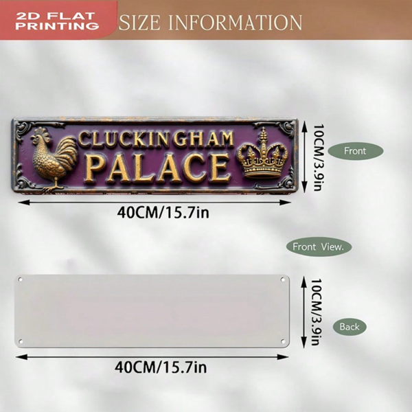 CIFbuy 克鲁金汉宫复古鸡肉墙牌，趣味英式金属铭牌（TikTok, temu 自提物流）-7