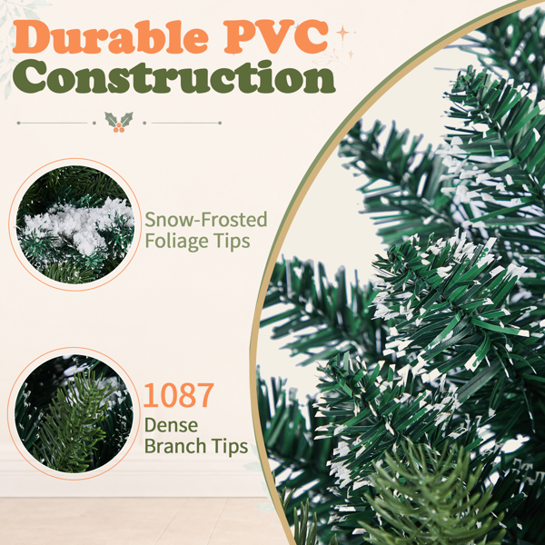 6FT  绿色 积雪手掌圣诞树   尖头PVC+PE 1087枝头 3段自动树 圣诞树-3