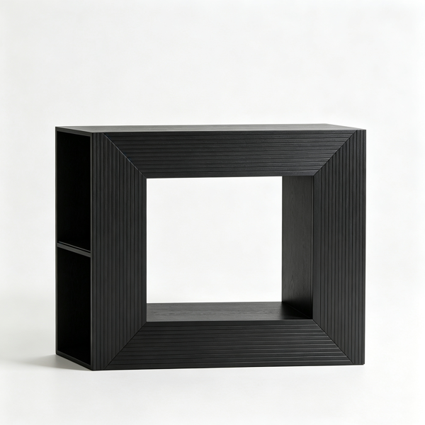 【禁售亚马逊】黑色 回形 密度板吸塑 110*30*82cm 玄关桌-7