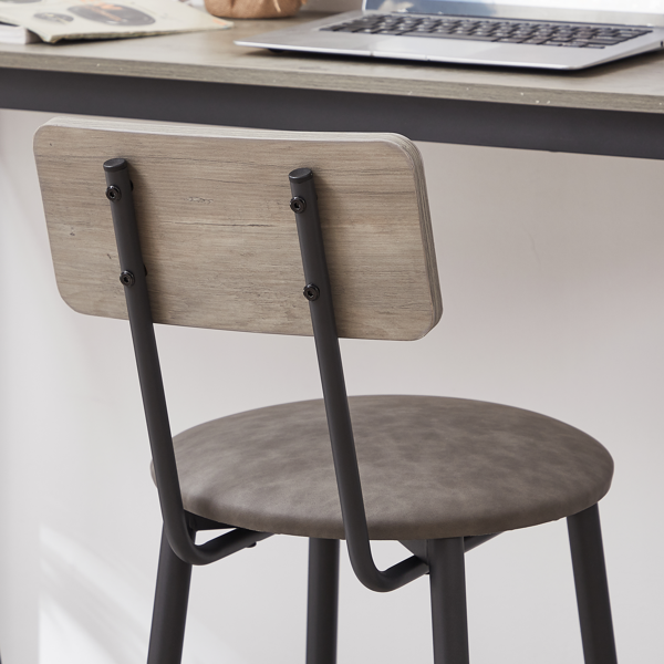 Bar Table Set with 4 Bar stools PU Soft seat with backrest, Grey, 47.24'' L x 23.62'' W x 35.43'' H-15