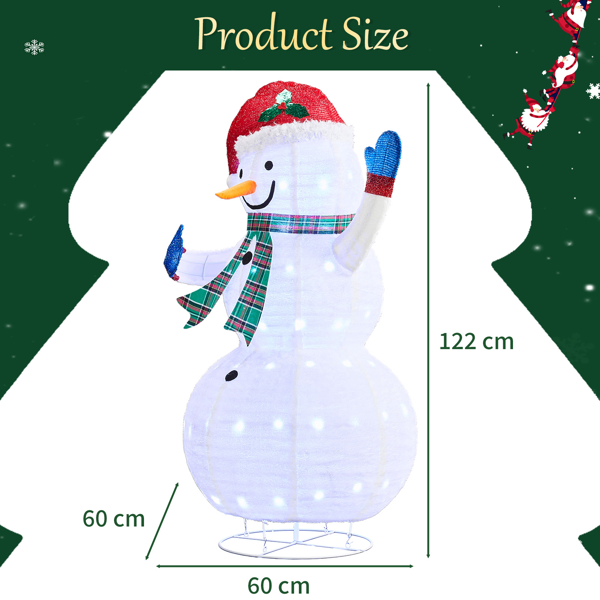 4ft  白色 格纹围巾伸缩雪人 蒙布 90L 白灯  伸缩款 圣诞灯饰雪人 4.5V 3.6W 美规-8