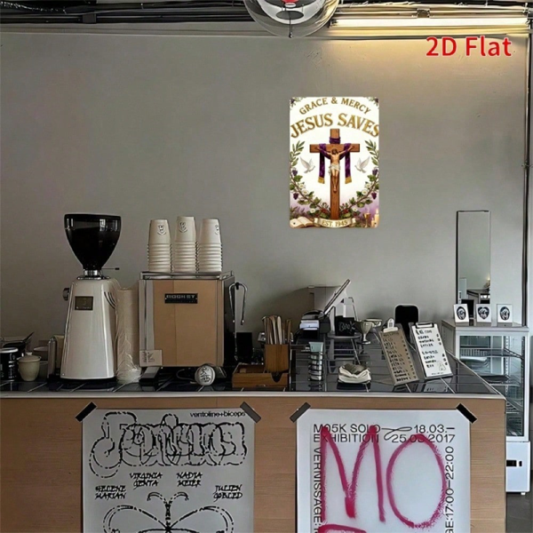 CIFbuy 1个复古天主教基督壁饰牌，宗教圣牌标志，拉丁文，8x12英寸（TikTok, temu 自提物流）-4