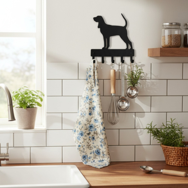 CIFbuy 复古猎狐犬壁挂式衣帽架，带牵引绳挂钩与钥匙钩，乡村田园风玄关收纳架，适用于走廊、门厅、浴室，宠物主题墙面装饰，适合作为乔迁礼物或生日惊喜，特别适合爱狗人士——更是万圣节鬼屋与派对的完美氛围点缀。（TikTok, temu 自提物流）-3