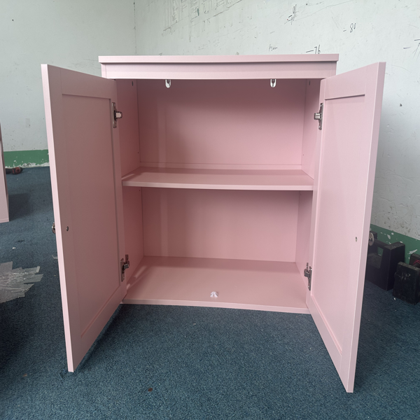Kitchen Storage Cabinet with Double Doors, Coffee Bar Cabinet with Adjustable Shelves, Sideboard Buffet for Dining Room, Living Room or Entryway, Pink-7