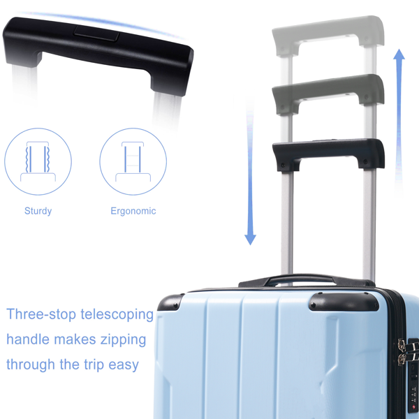 20-Inch Hardshell Carry-On Luggage, Lightweight Durable ABS Suitcase with Spinner Wheels, Built-in TSA Lock, 2 Packing Cubes, Skyblue-3