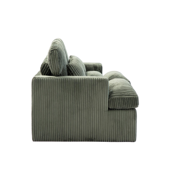 Double Chaise Lounge Chair Indoor,Oversized Upholstered Sleeper Cloud Couch,Deep Seat Luxury Sofa Bed,Sectional Sofa Chaise Love-seat,Corduroy Reading Chair for Living Room,No Assembly Required,Green-26