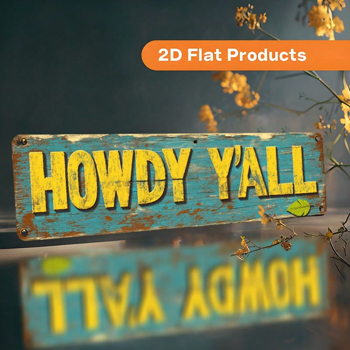 CIFbuy 2D 平面印刷“HOWDY YALL”装饰性铝制招牌，防锈墙面装饰（TikTok, temu 自提物流）