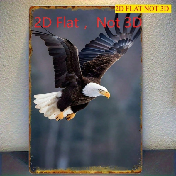CIFbuy 复古飞鹰锡制装饰牌 20x30厘米，爱国主题金属墙面装饰（TikTok, temu 自提物流）-5