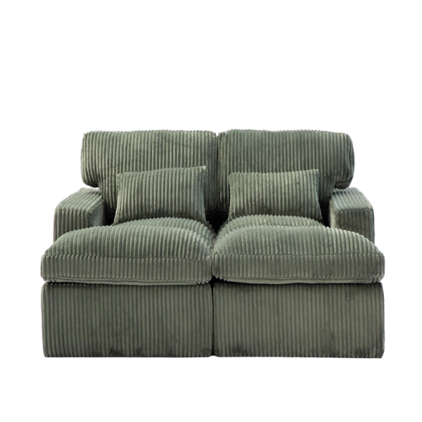 Double Chaise Lounge Chair Indoor,Oversized Upholstered Sleeper Cloud Couch,Deep Seat Luxury Sofa Bed,Sectional Sofa Chaise Love-seat,Corduroy Reading Chair for Living Room,No Assembly Required,Green-27