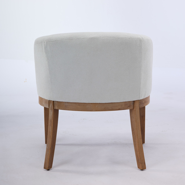 Mid Century Modern Upholstered Barrel Dining Chairs with Arms,Farmhouse Linen Kitchen & Dining Room Chairs with Natural Hardwood Frame, 19" W Accent Chairs for Living Room,Single Pack,Beige,SW1891BG-7