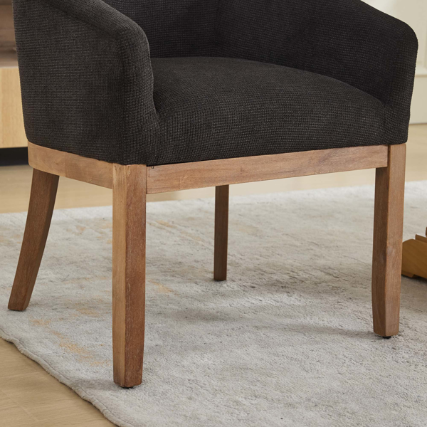 Mid Century Modern Upholstered Barrel Dining Chairs with Arms,Farmhouse Linen Kitchen & Dining Room Chairs with Natural Hardwood Frame, 19" W Accent Chairs,Single Pack,Charcoal Gray,SW1891BK-12