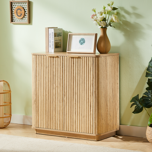 31.5'' Buffet Cabinet Sideboard with Storage Curved wave Design for Bedroom, Living Room, Hallway, Oak,31.5''W x 15.75''D x 31.5''H.-1