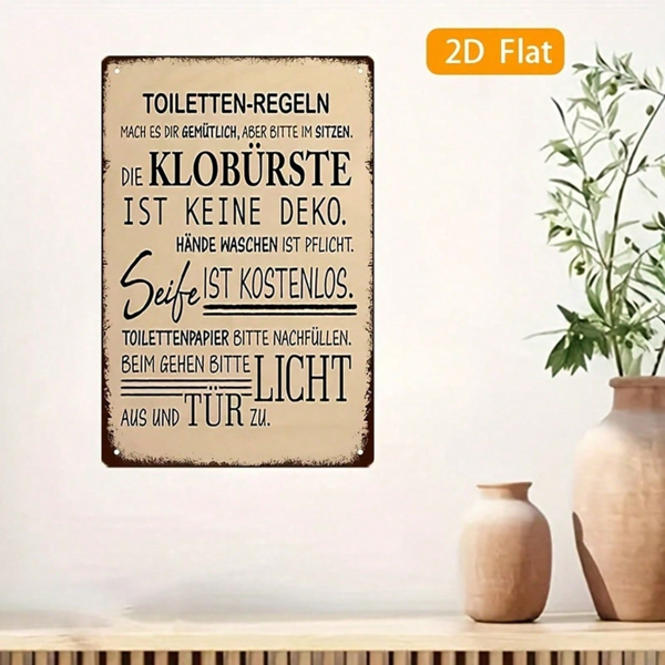 CIFbuy 复古德国厕所规则铁质墙牌 8x12，幽默浴室装饰（TikTok, temu 自提物流）-5
