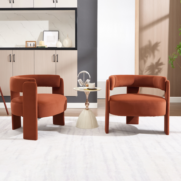 Accent Chair for Living Room, Velvet Comfy Single Sofa Chair Mid-Century Modern Armchair Wooden Legs for Bedroom Office Reading-2