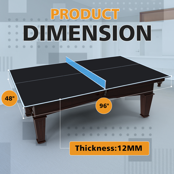 8ft Black Mid-Size Ping Pong Conversion Top Foldable & Portable Table Tennis Table Top for Indoor Games-8