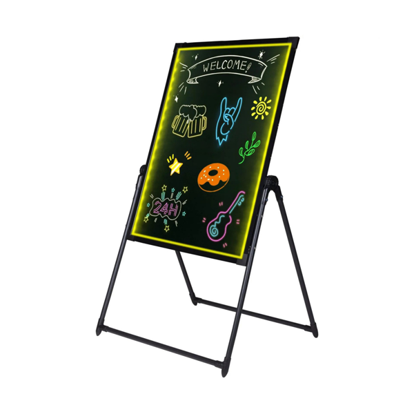 32“x24”LED信息书写板、带霓虹灯效果的可擦除发光黑板、带8个荧光粉笔标记和遥控器的菜单标志和绘图板-2