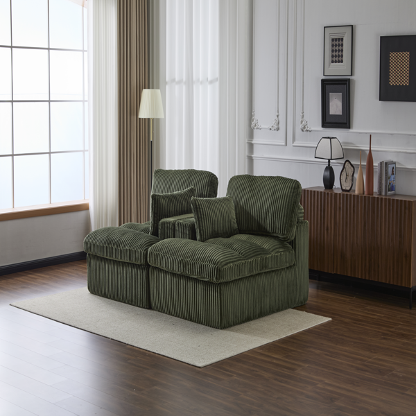 Double Chaise Lounge Chair Indoor,Oversized Upholstered Sleeper Cloud Couch,Deep Seat Luxury Sofa Bed,Sectional Sofa Chaise Love-seat,Corduroy Reading Chair for Living Room,No Assembly Required,Green-8