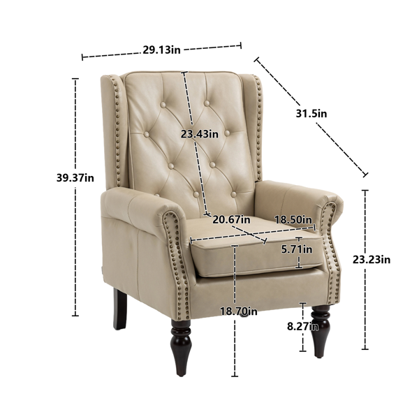 Wood Frame Armchair, Modern Accent Chair Lounge Chair with Sturdy Wood Legs for Living Room Bedroom (Camel PU)-27