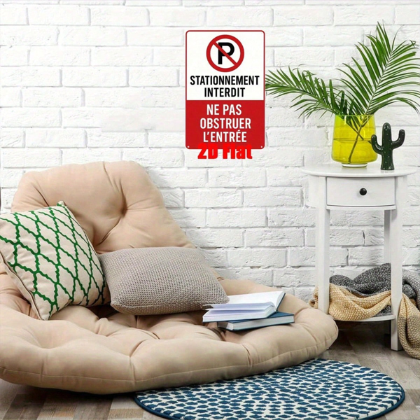 CIFbuy 2D平面金属墙牌 禁止停车 阻碍入口 法式铁艺装饰 8x12英寸（TikTok, temu 自提物流）-12