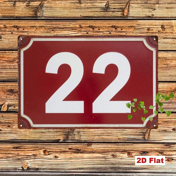 CIFbuy 复古22号金属招牌 8x12英寸，二维平面红白数字墙饰（TikTok, temu 自提物流）-6