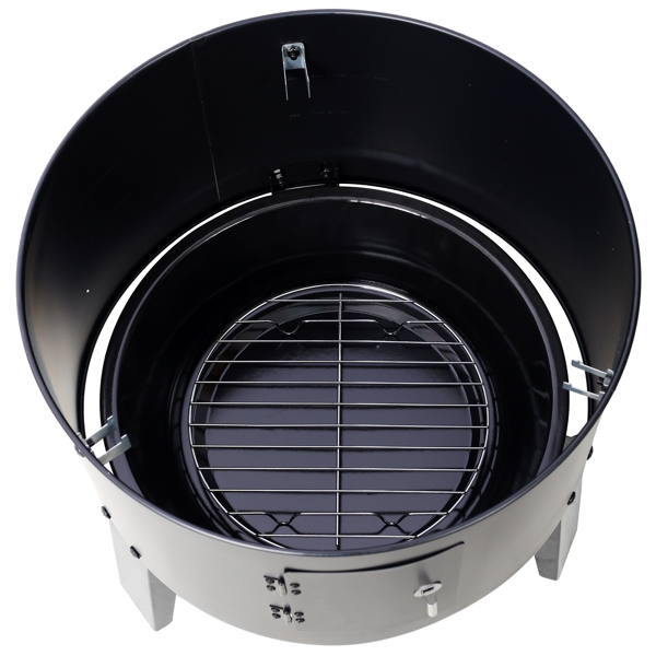 Charcoal Smoker Grill Wood Smoker Grills Outdoor Cooking 16 Inch Vertical Smoker Portable BBQ Grill for Camping, Black-14