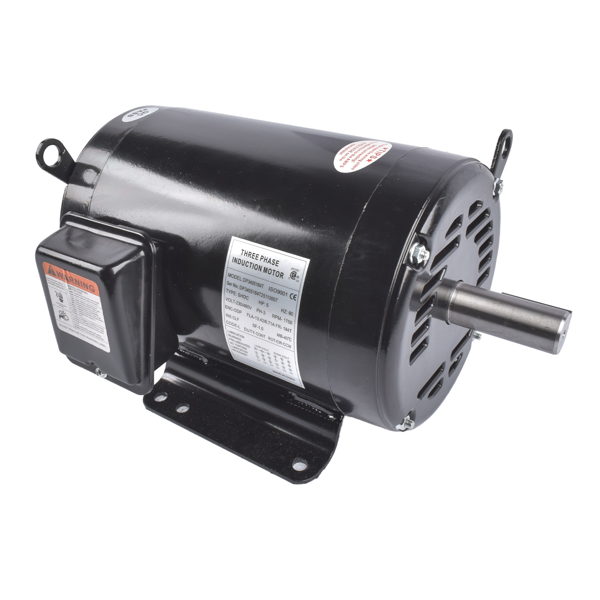 空气压缩机电机 Air Compressor Motor Reversible 1750 RPM 5 HP 184 T Frame 3 Phase Fits for Model EM3218T (Black)-1