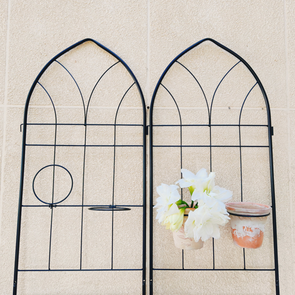 4 Pack Metal Garden Trellis 78.7" x 19.7" Rustproof Trellis for Climbing Plants Outdoor Flower Support Black-8