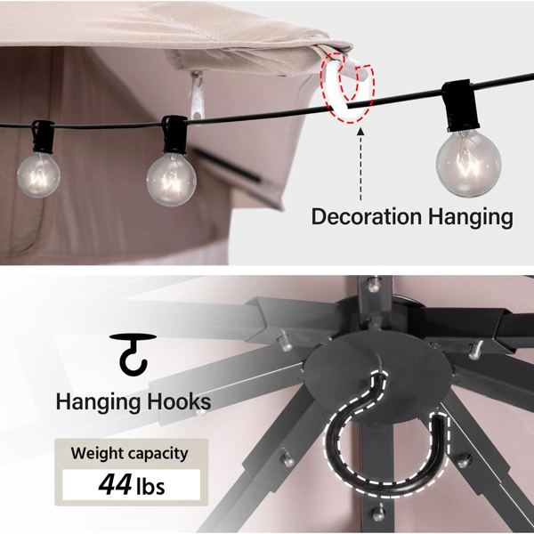 庭院凉亭 10'x20'，户外重型派对帐篷，带双层顶棚、蚊帐和隐私屏风，适用于后院、花园和草坪-8