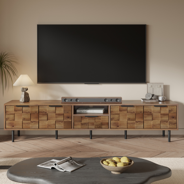 78" TV Stand for 85 75 65 Inch TV, TV Consoles for Living Room, Entertainment Center Wood TV Media with Storage-3