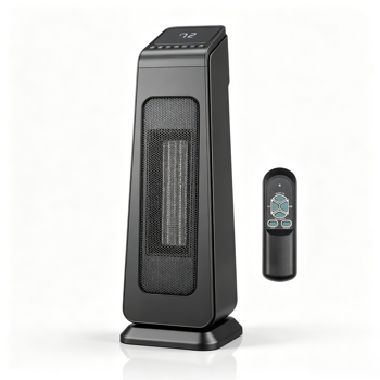 美规 HT1023 120V 1500W 取暖器 黑色 塑料 23寸塔式/PTC/配遥控 三档加热/可调温/定时/摇头