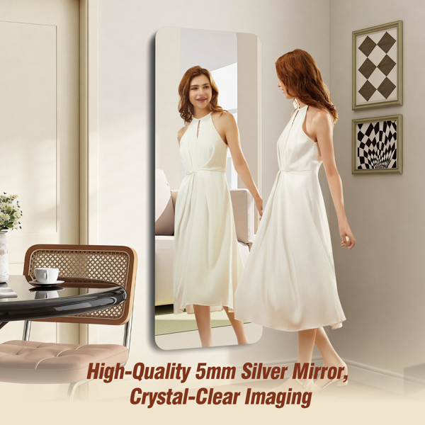 65"x 24" inch Full Body round corner mirror for Living Room Bedroom Cloakroom Wall hanging with hanging hole High quality 5mm silver mirror  Explosion-proof glass-7