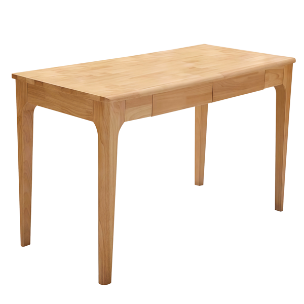 Solid Wood Desk with Drawers, Standing Desk with Smooth Edges, Home Office Desk for Small Spaces, Mid Century Modern Desk for Study, Bedroom, Living Room, Office, (Natural Wood Color)-22