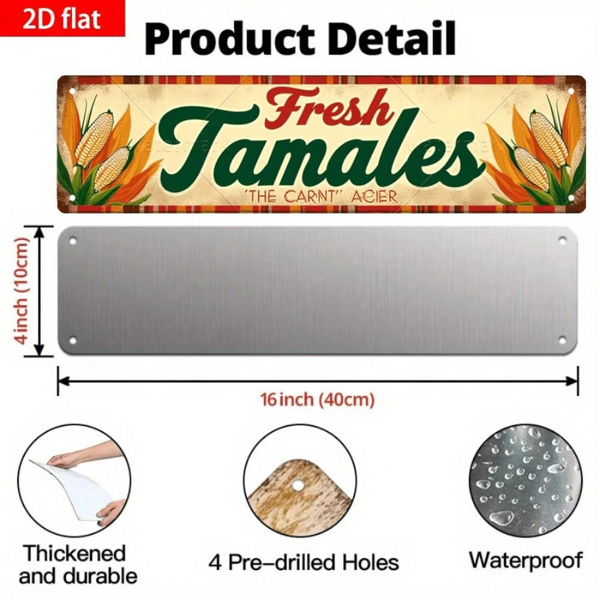 CIFbuy 复古怀旧新鲜玉米粽与玉米铁皮墙饰 16x4，厨房装饰（TikTok, temu 自提物流）-3