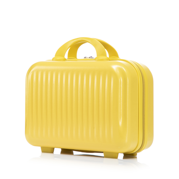 14"/20" 2 pcs/set in ABS Spinner Wheel Luggage, with Combination Lock and Front Opening Design, 14" Cosmetic Case (Yellow)-18