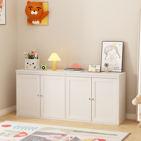 Kitchen Storage Cabinet with Double Doors, Coffee Bar Cabinet with Adjustable Shelves, Sideboard Buffet for Dining Room, Living Room or Entryway, Modern White Cupboard-20