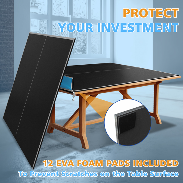 8ft Black Mid-Size Ping Pong Conversion Top Foldable & Portable Table Tennis Table Top for Indoor Games-5