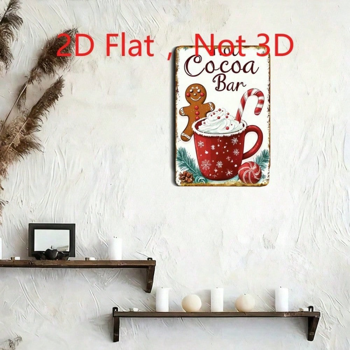 CIFbuy 复古热可可吧铁皮招牌 20x30厘米，复古圣诞节日墙饰（TikTok, temu 自提物流）