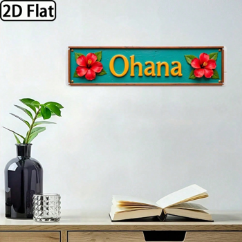CIFbuy 复古夏威夷Ohana金属墙饰 3.9x15.7，扶桑花牌匾标识（TikTok, temu 自提物流）