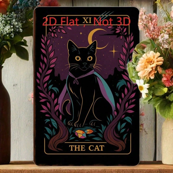 CIFbuy 复古塔罗牌 猫 黑猫 铁皮装饰牌 20x30厘米 哥特风家居墙饰（TikTok, temu 自提物流）-2