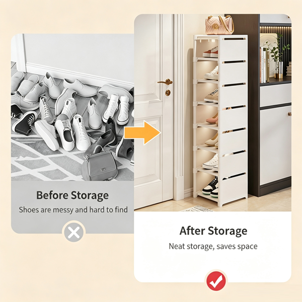 UK白色家用多层单排鞋架-8层-3