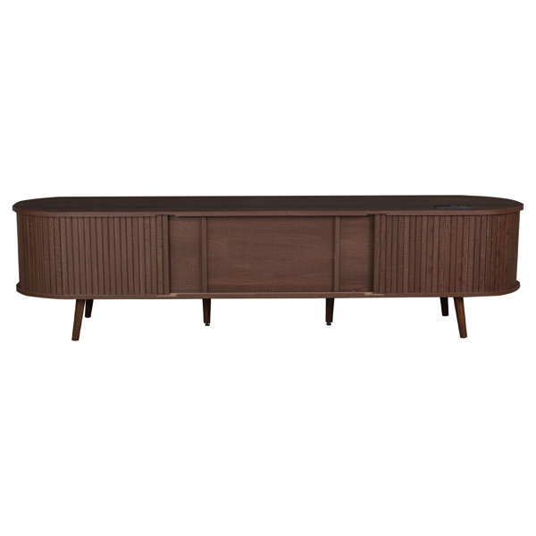 70 Inch Mid Century Modern TV Stand, TV Stand for 80 Inch TV, TV Stand with Tambour Doors, Drawers and Power Outlet, TV Consoles for Living Room, Bedroom-9