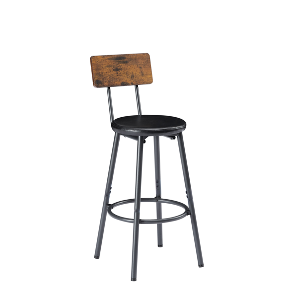 Long Bar Table Set with 3 PU Upholstered Bar Stools, Industrial Bar Table and Chairs for Kitchen Breakfast Table, Living Room, Banquet Hall, Rustic Brown and Black, 63″L x15.7"W x 37.5"H-7